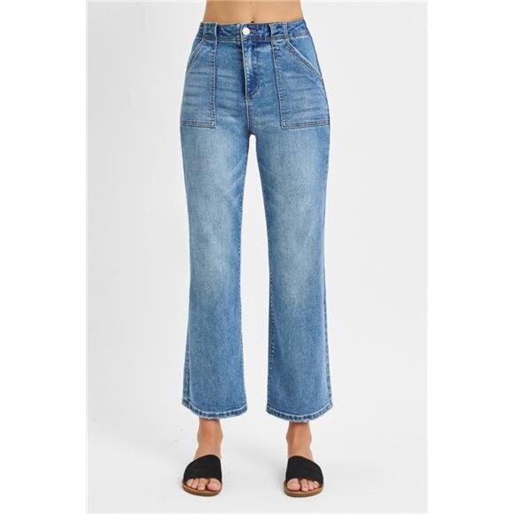 RISEN Full Size High Waisted Bootcut Cropped Jeans Plus‎ Size - Picture 3 of 5